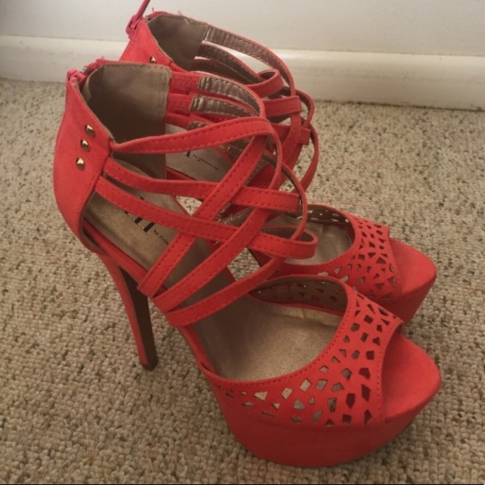Coral high heels